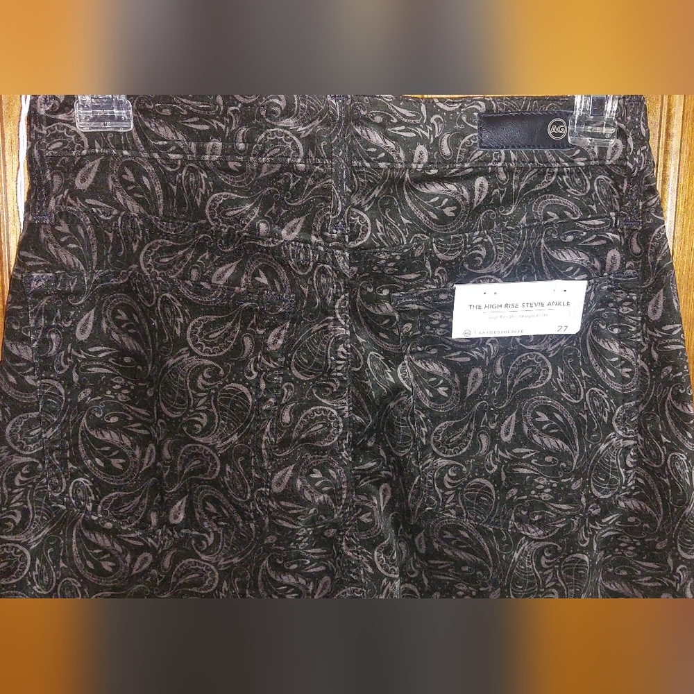 Anthropologie AG The Stevie Velvet High Rise Skinny Jeans Paisley Print - Picture 11 of 12